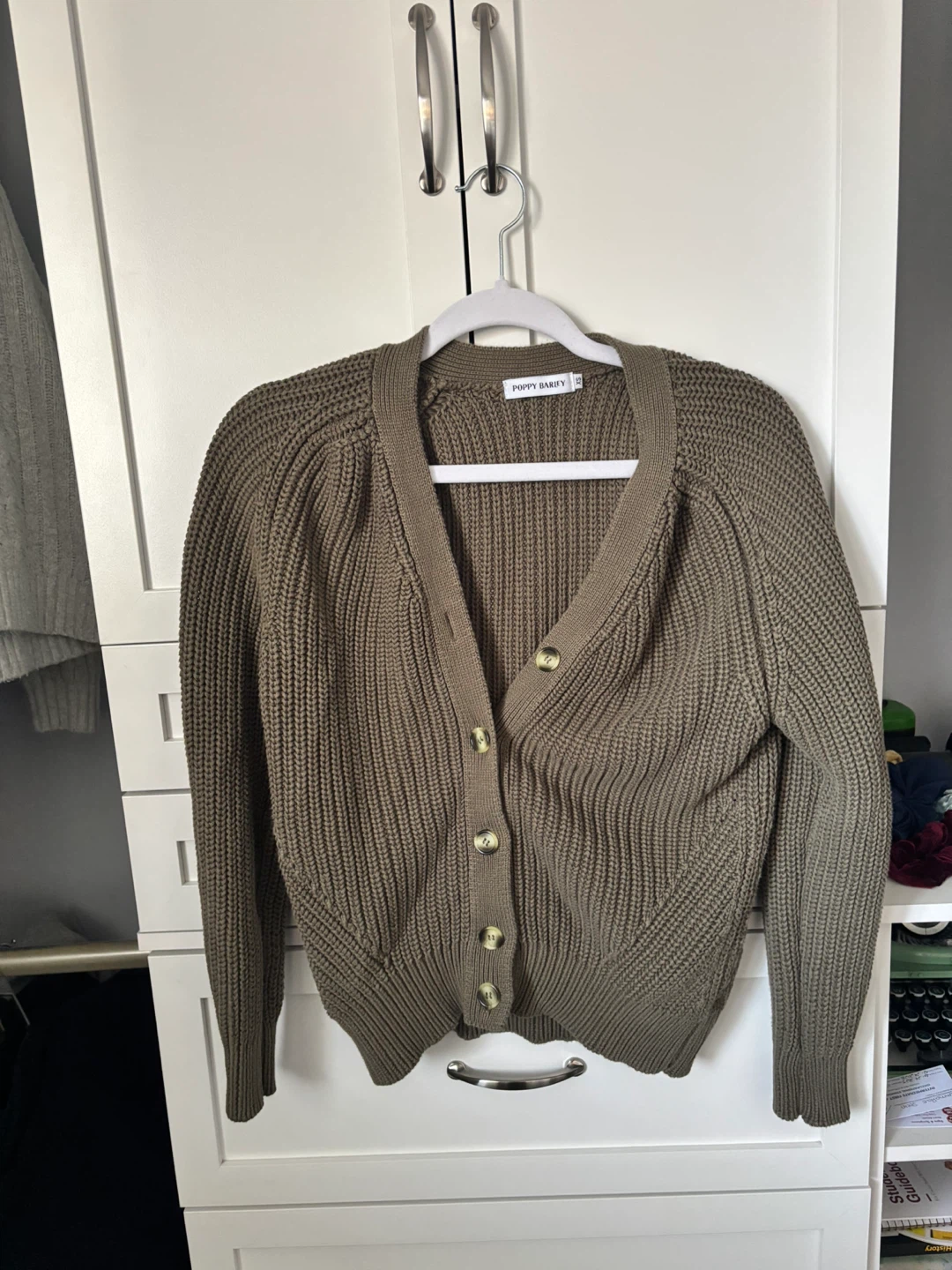 Poppy Barley Cardigan - Olive Green