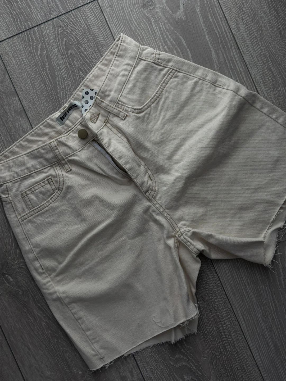 Beige Denim Shorts