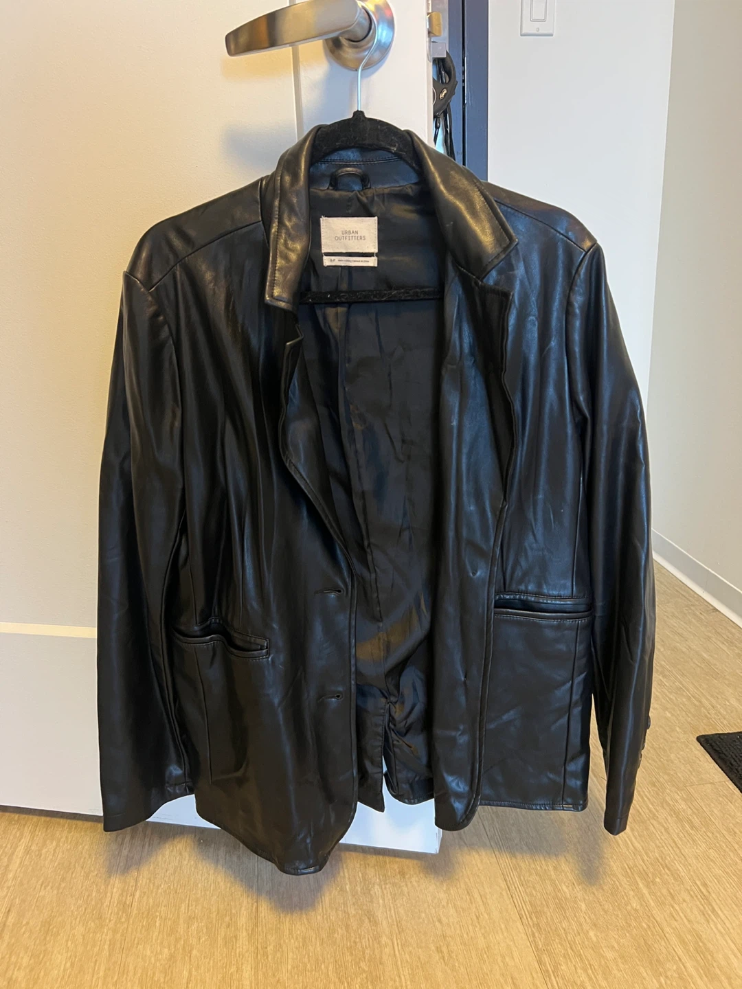 Urban Outfitters Black Faux Leather Blazer Jacket Size S-P