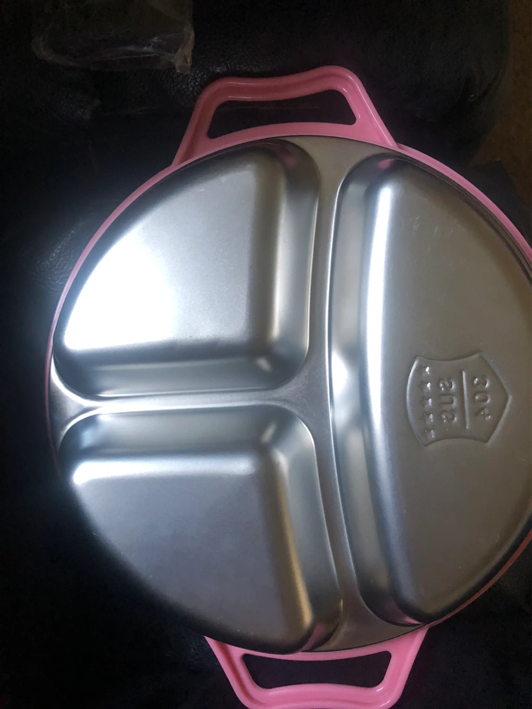 3 Compartment Stainless Steel Divided Plate - Pink - photo 2