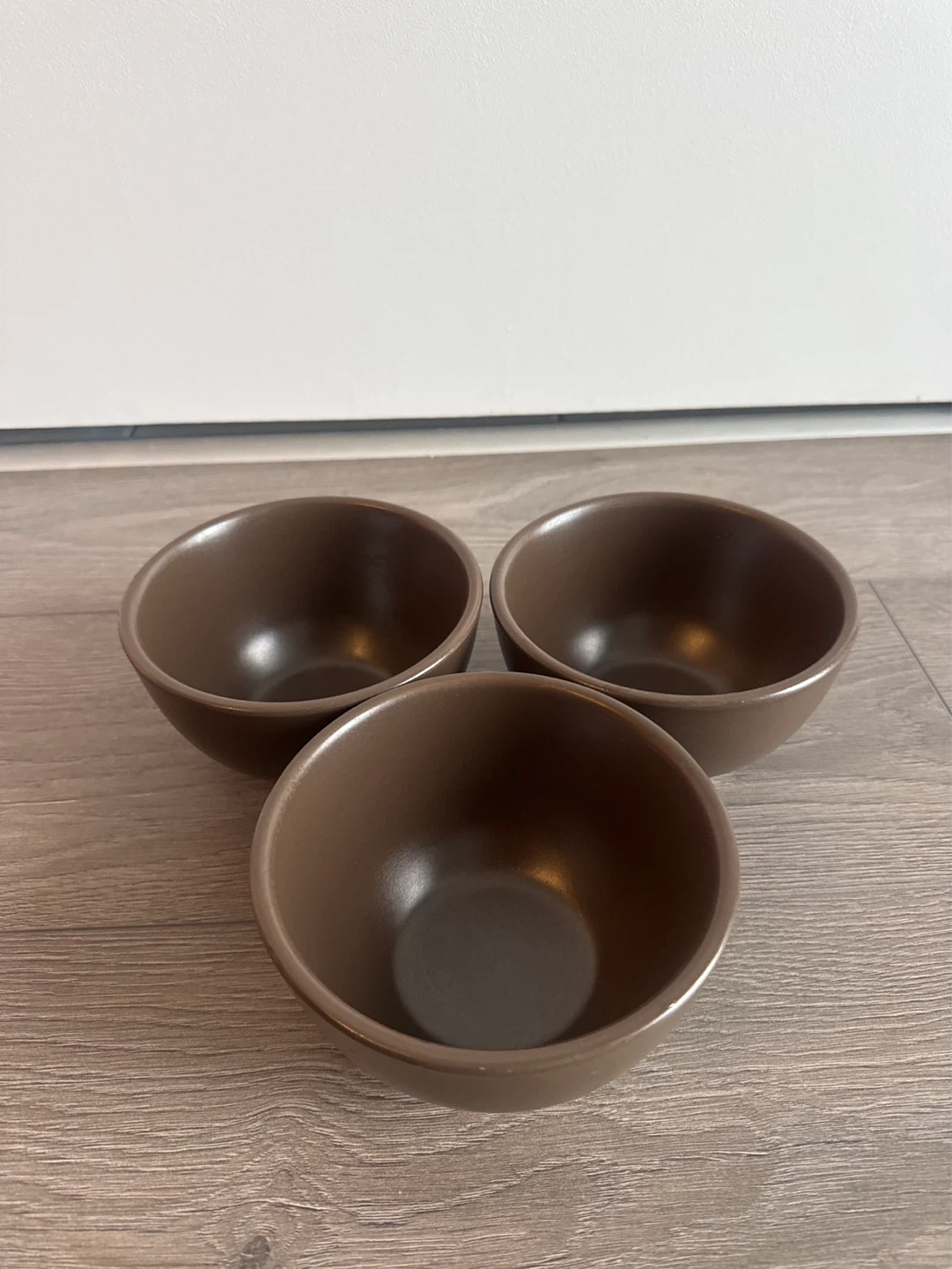 Set of 3 Brown Ceramic Bowls