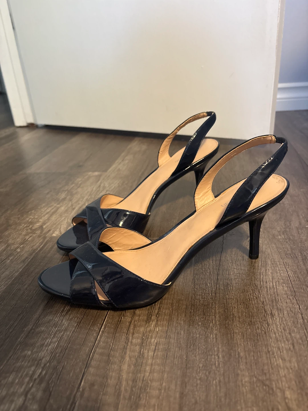 Calvin Klein Navy Blue Patent Slingback Heels