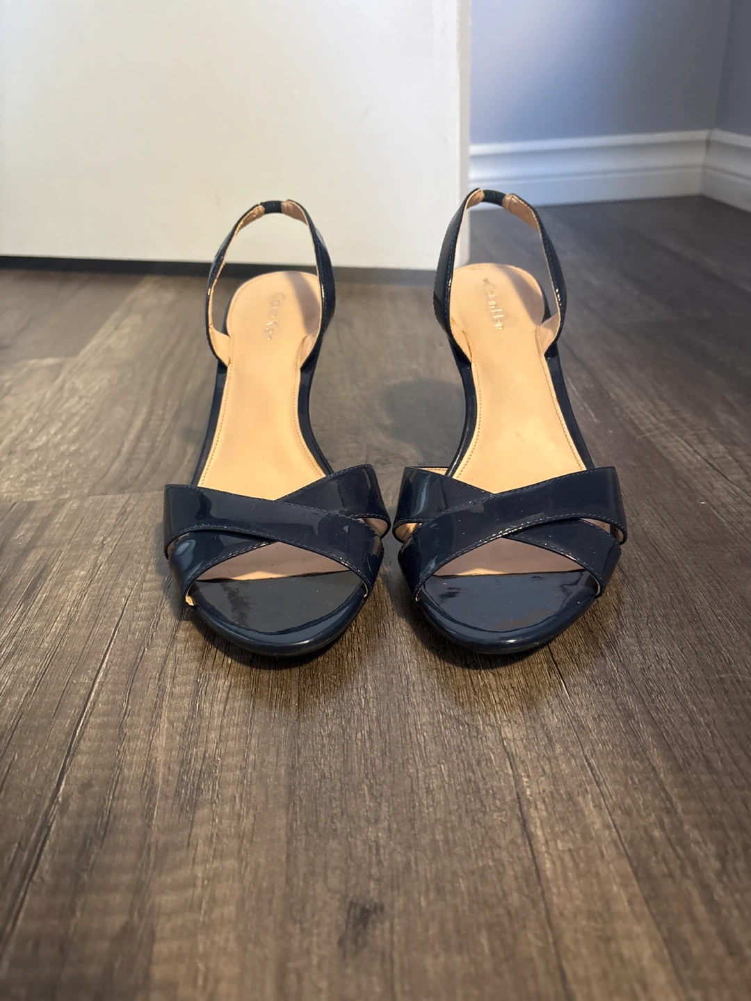 Calvin Klein Navy Blue Patent Slingback Heels - photo 2