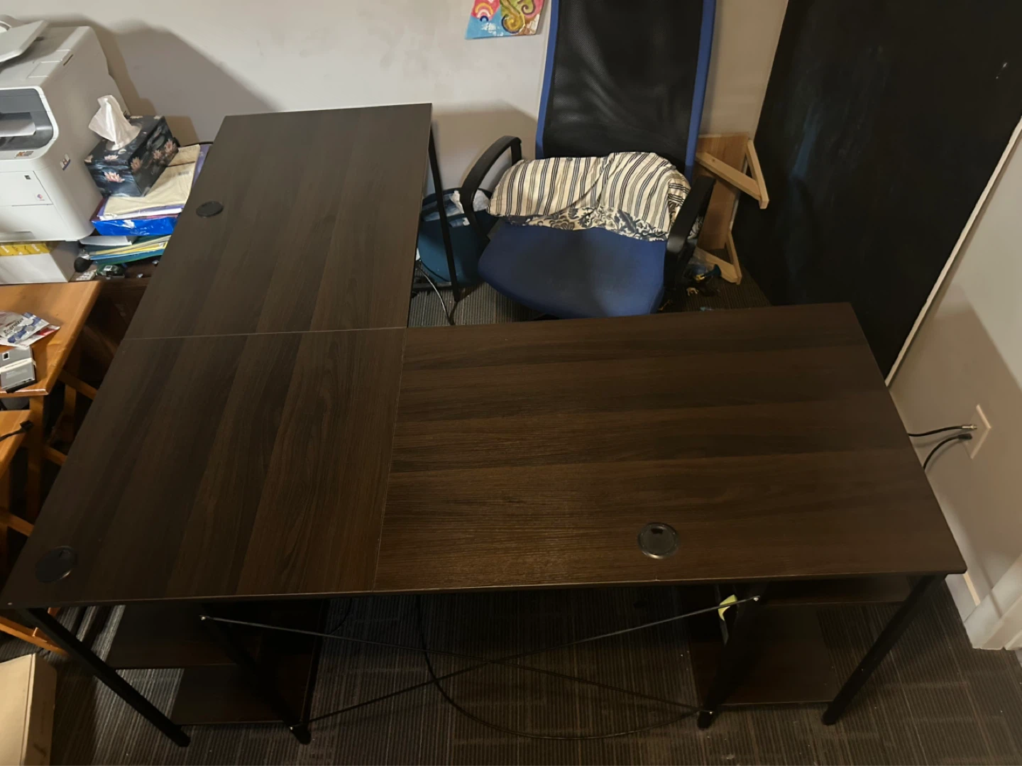 Dark Wood L-Shaped Desk - photo 2