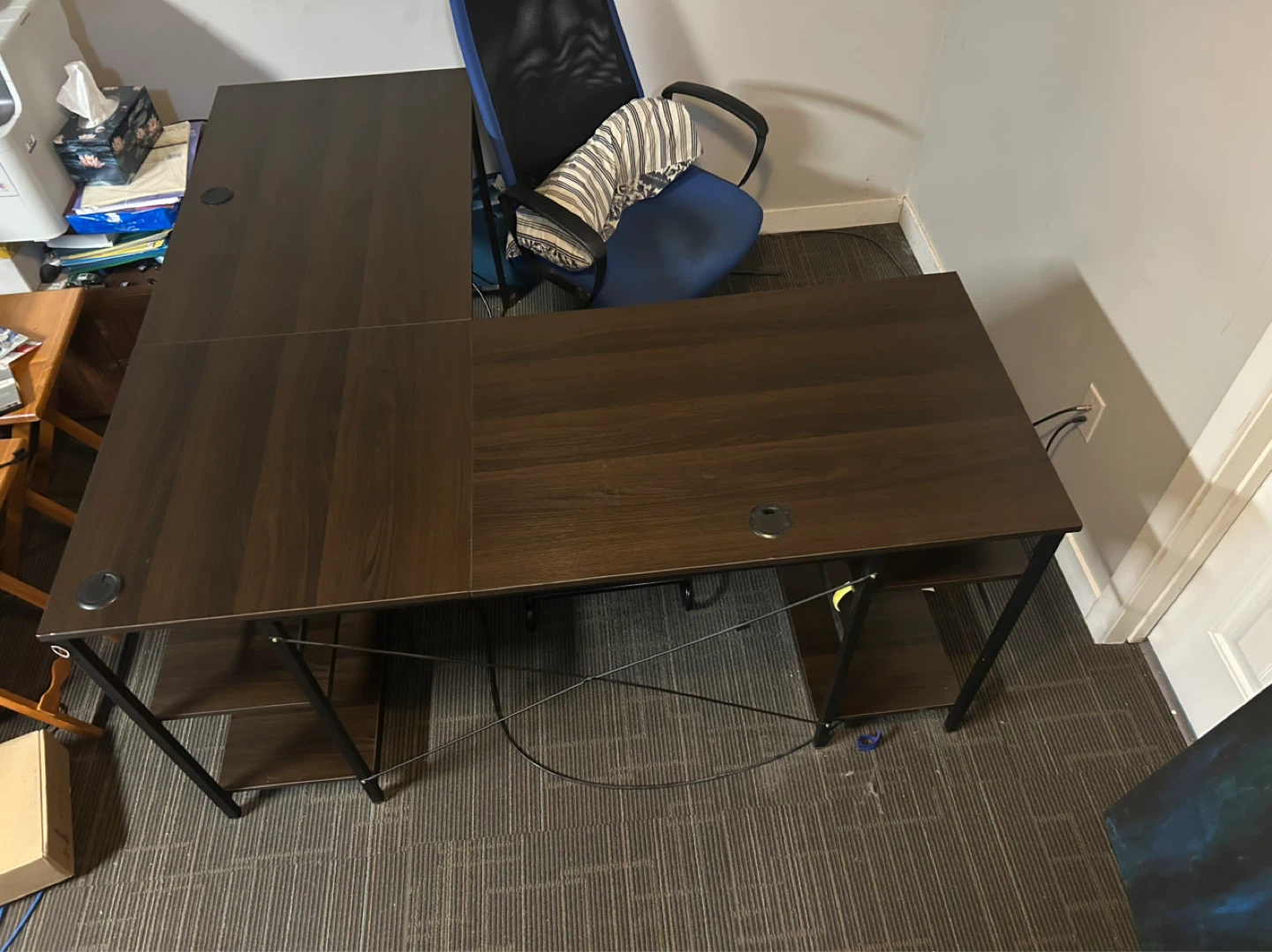 Dark Wood L-Shaped Desk
