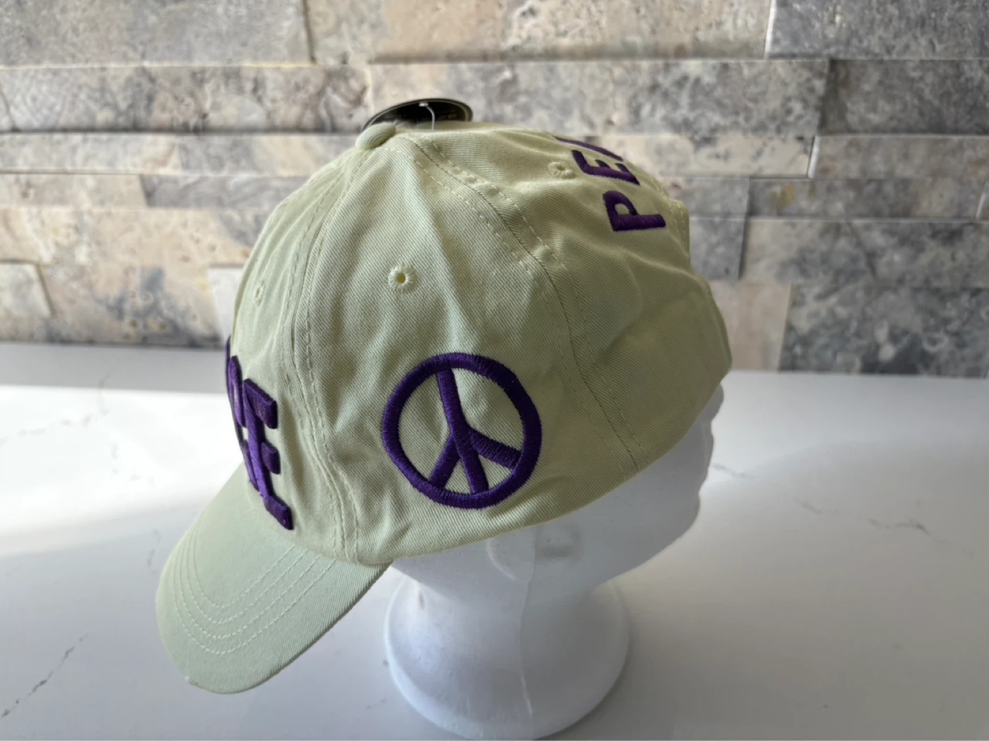 Light Yellow "PEACE" Baseball Cap - photo 2