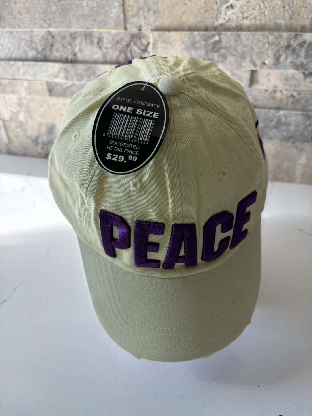 Light Yellow "PEACE" Baseball Cap