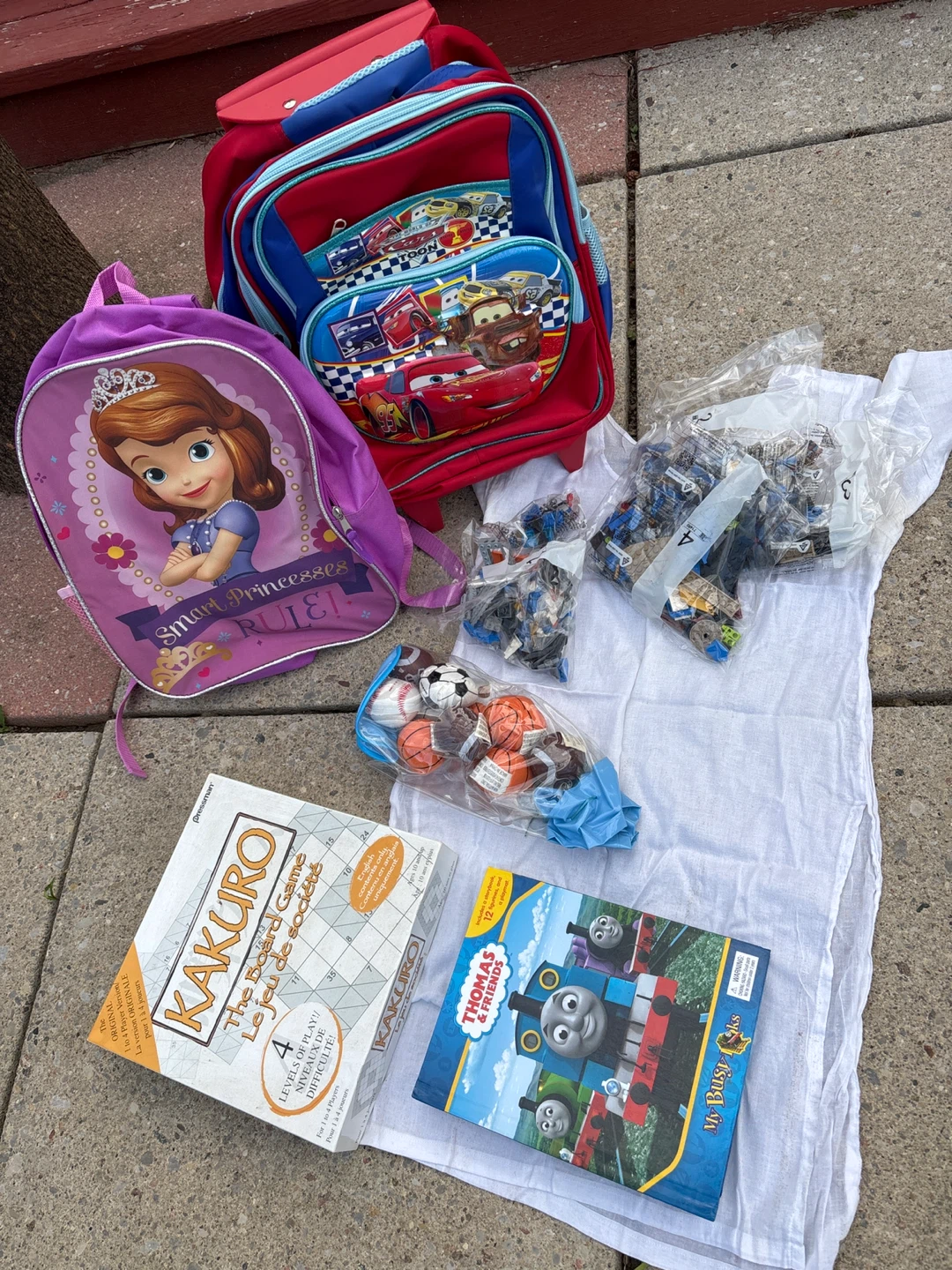 Disney Cars and Sofia the First Backpacks with Games and Lego