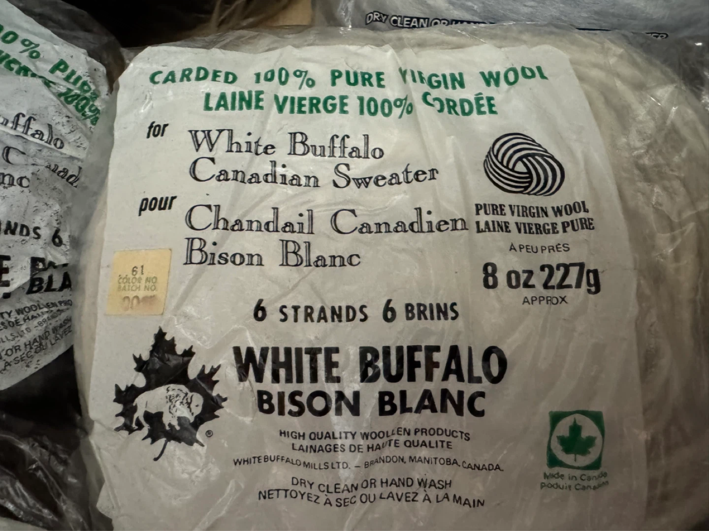 White Buffalo Canadian Yarn 227g 8oz Pure Virgin Wool - photo 2