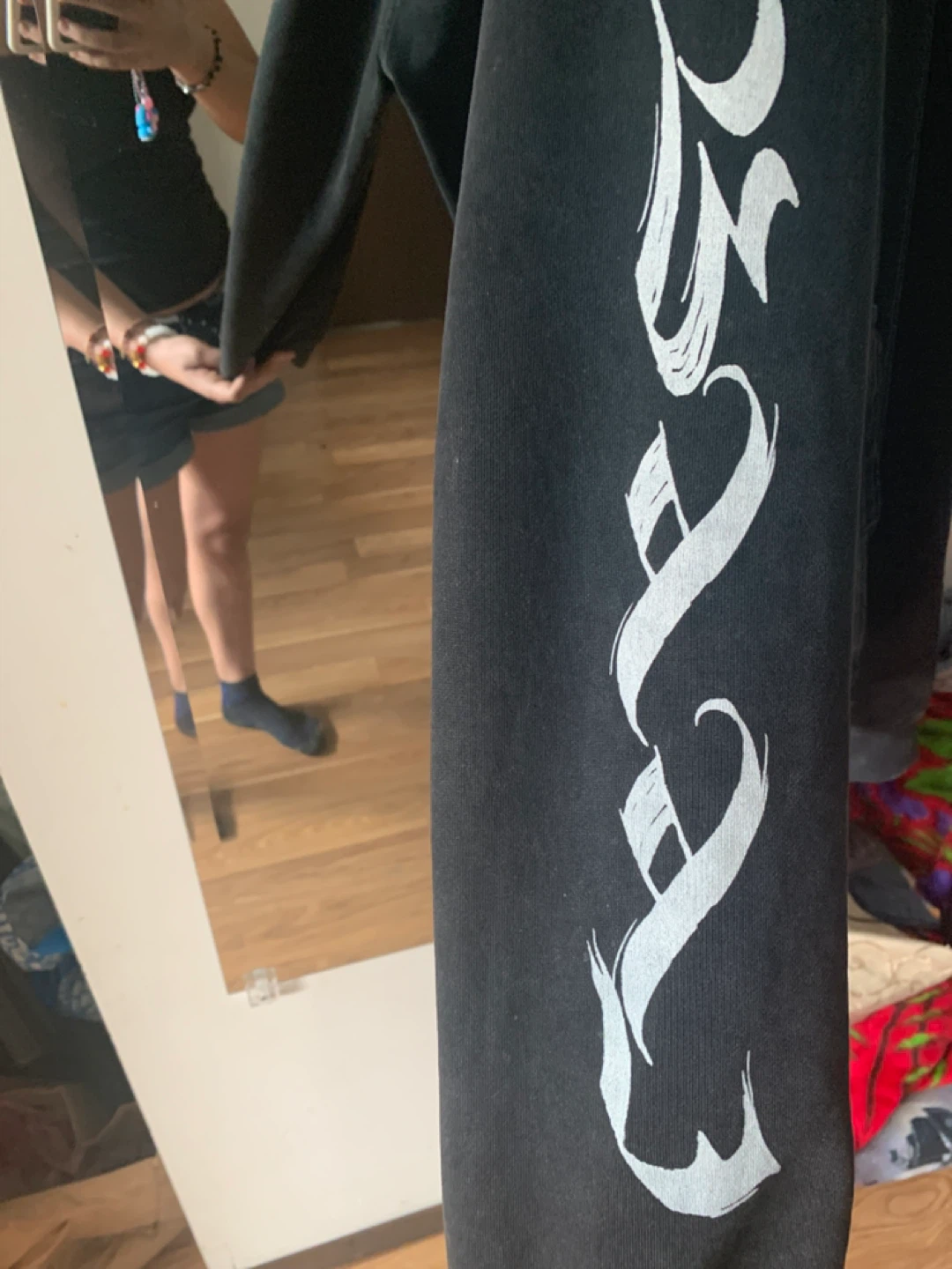 Black Graphic Hoodie with Eagle and Lightning - photo 3