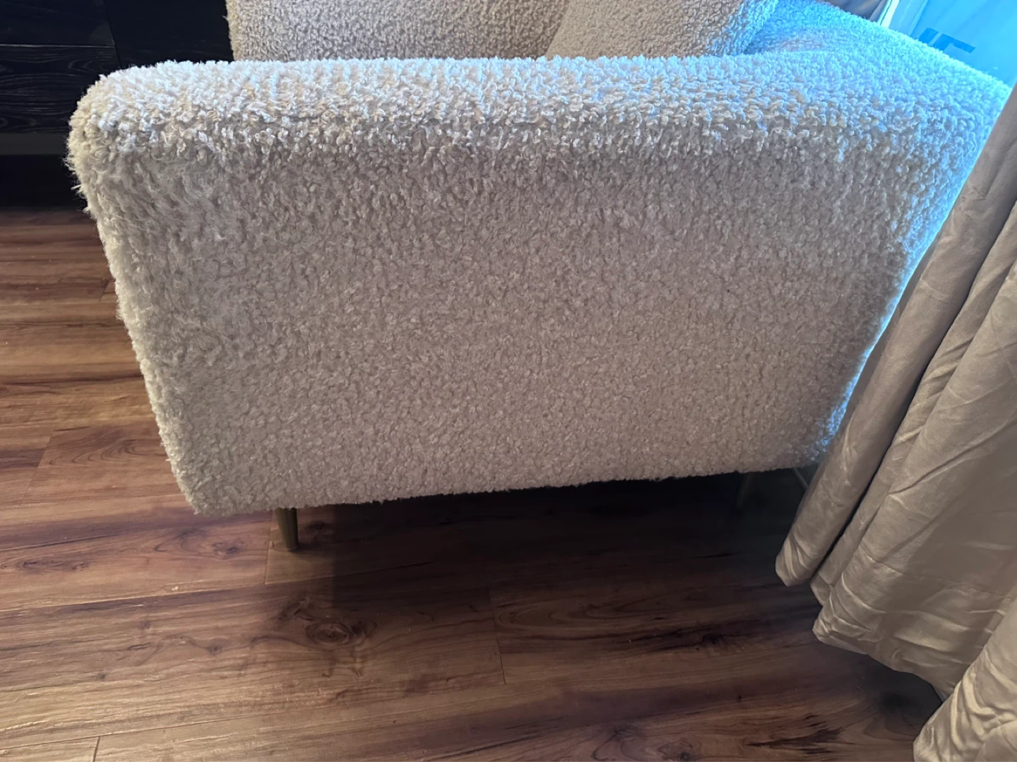 Structube Cream Teddy Sherpa Accent Chair with Pillow - photo 4