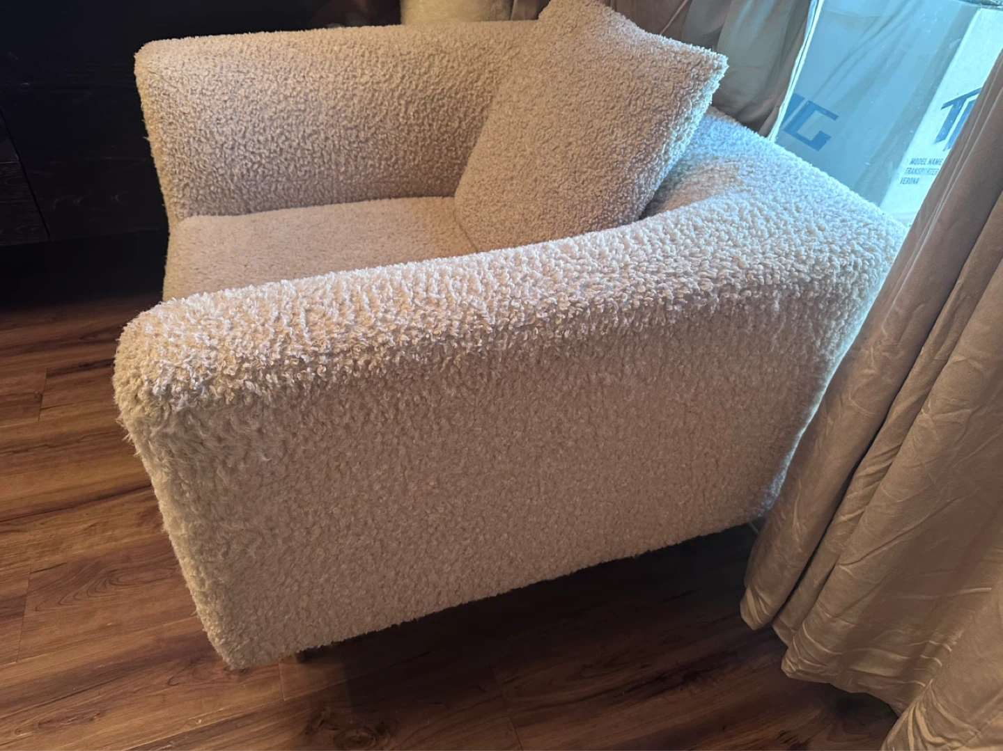 Structube Cream Teddy Sherpa Accent Chair with Pillow - photo 3