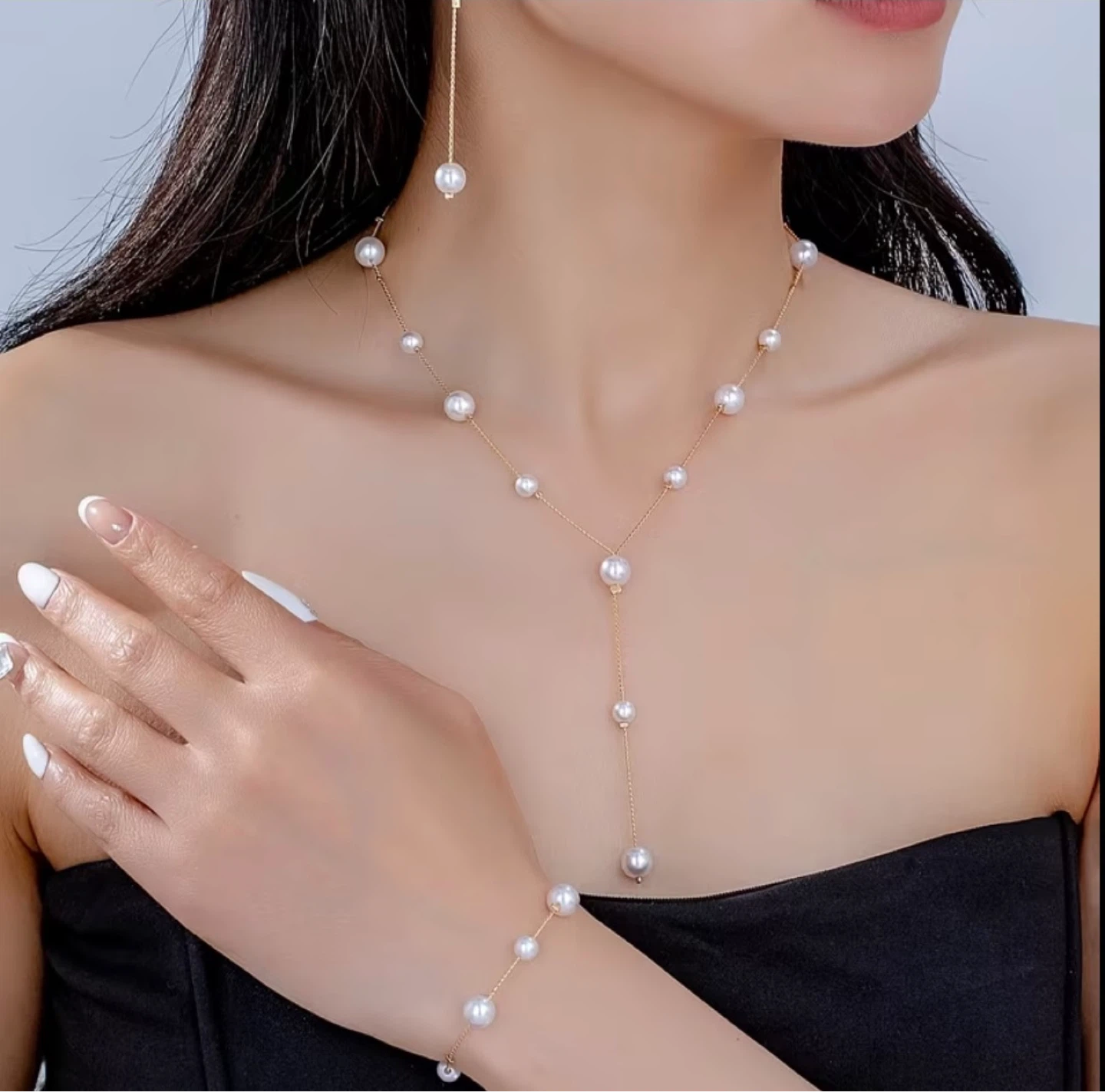 New Pearl Necklace, Bracelet, and Earring Set - photo 5