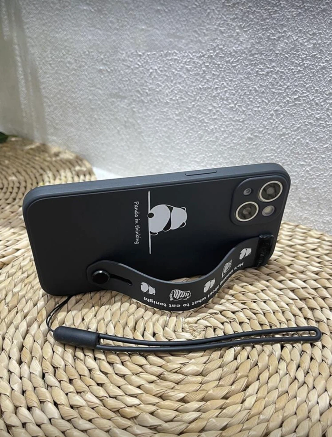 Black iPhone Case with Panda Design and Wrist Strap - photo 2