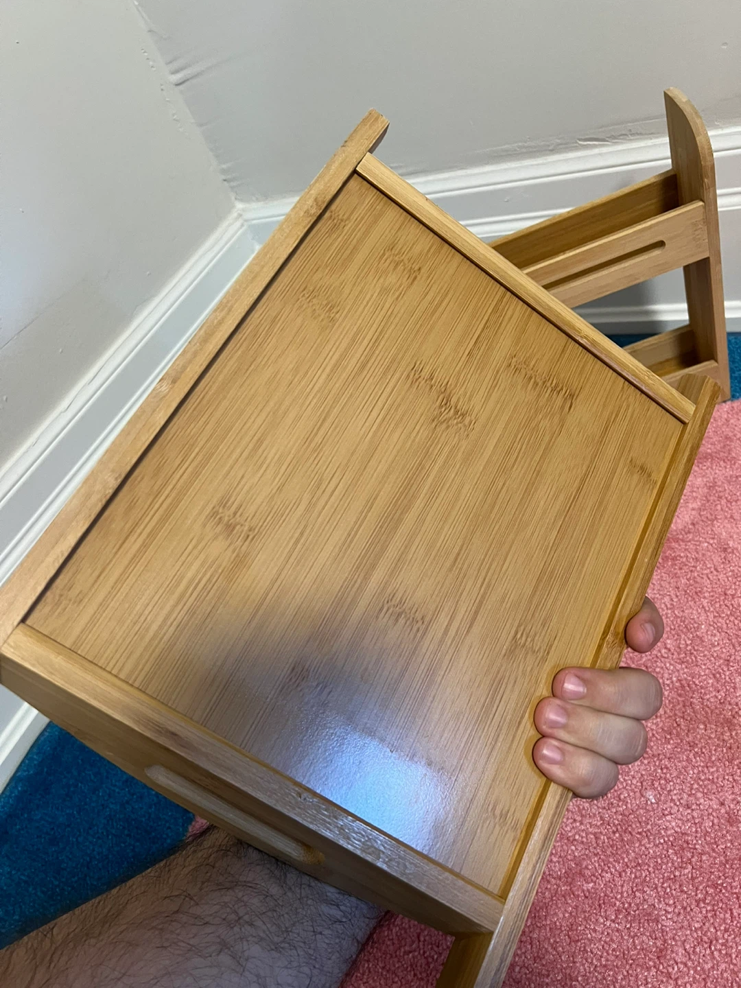 Bamboo Serving Tray with Handles & Spice Rack - photo 2