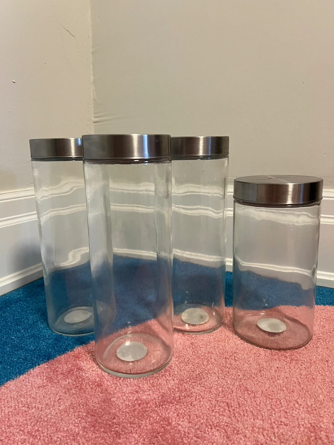 Glass Storage Jars with Stainless Steel Lids - Set of 4