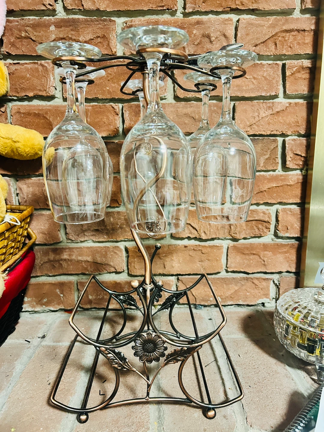 Bronze Wine Rack with Glass Holder