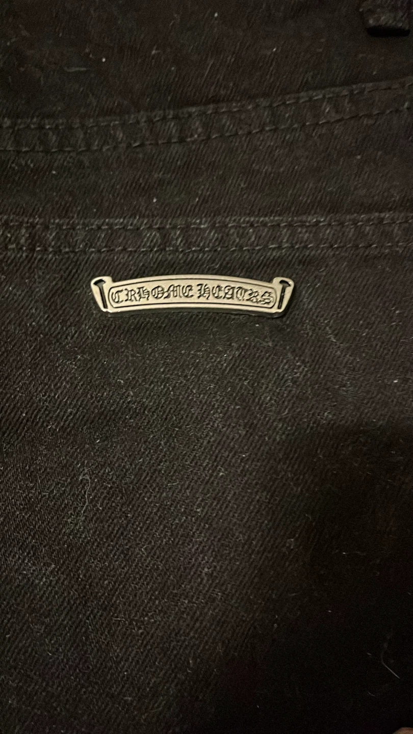 Chrome Hearts Black Denim Jeans with Multicolor Cross Appliqués - photo 3