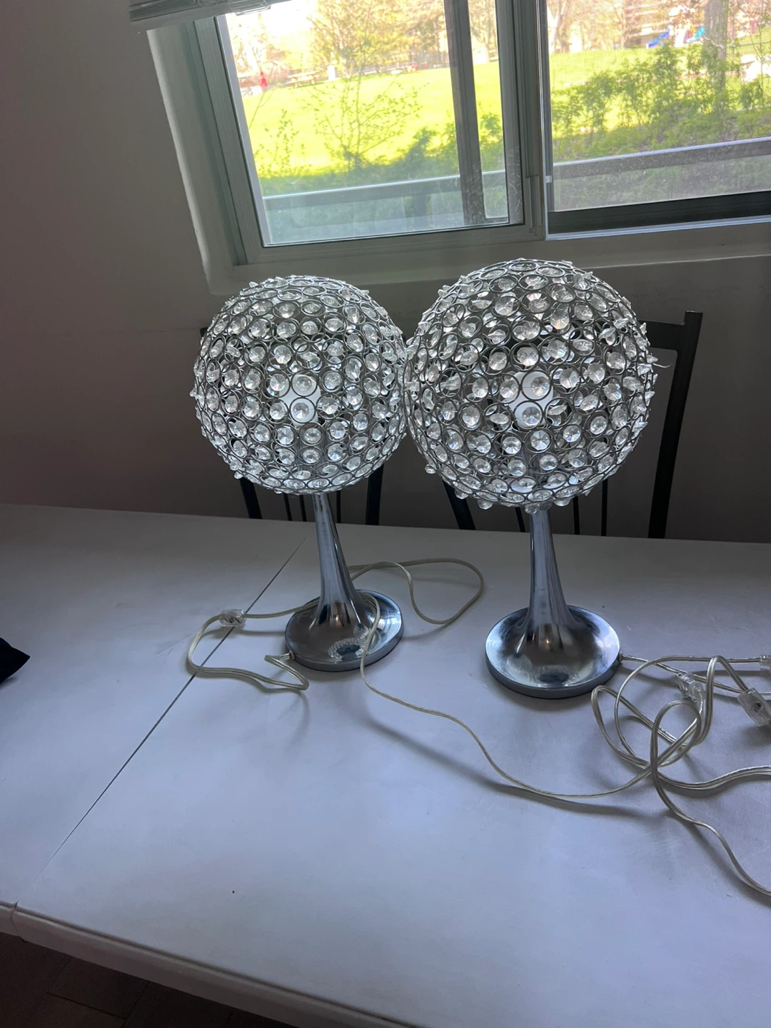 Pair of Crystal Ball Table Lamps