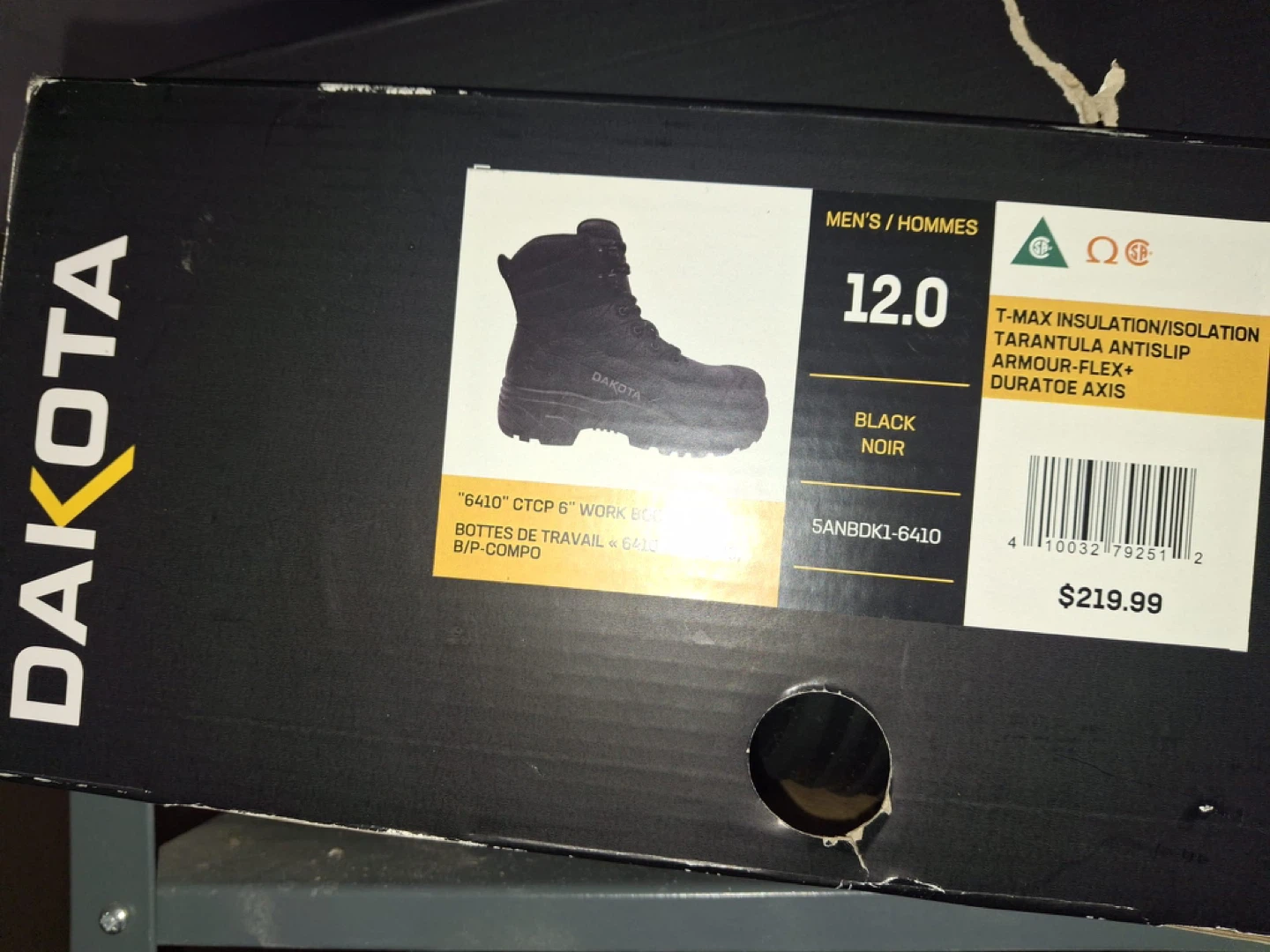 Dakota Men's Size 12 Black Work Boots