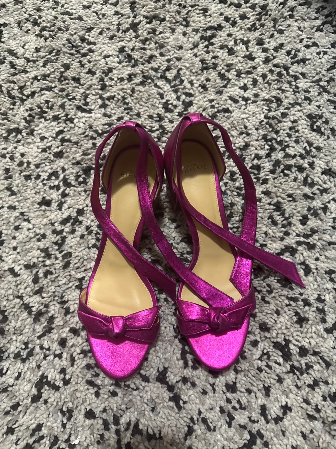 Alexandre Birman Metallic Pink Ankle Wrap Heels