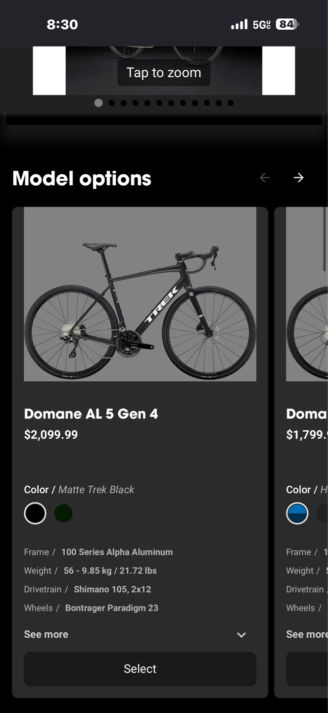 Trek Domane AL 5 Gen 4 Matte Trek Black Road Bike - photo 2