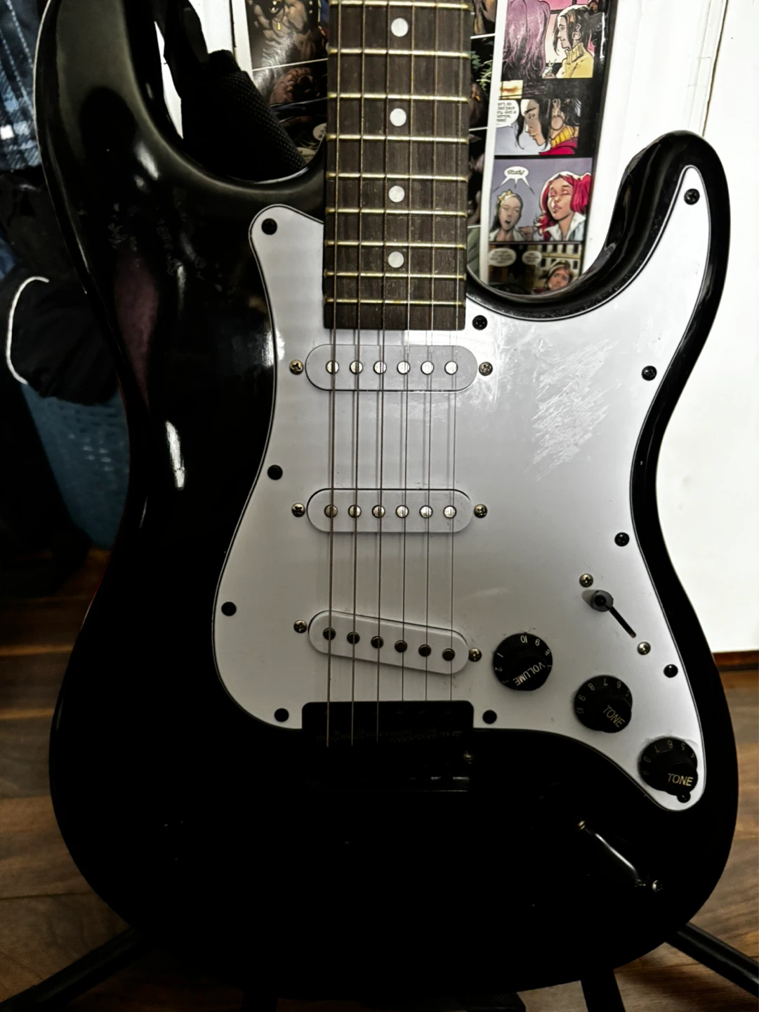 Black Electric Guitar with Amp - photo 2