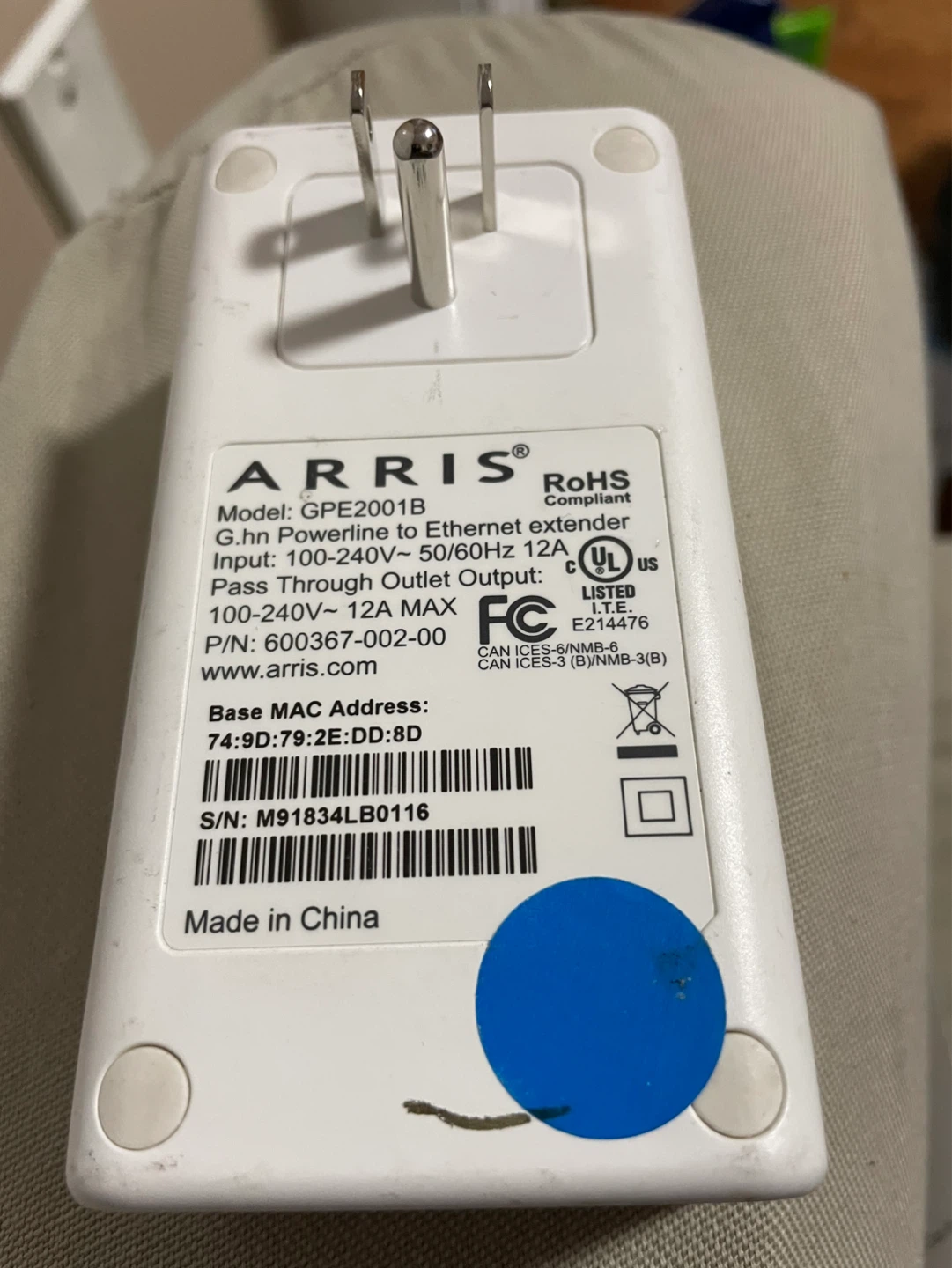 ARRIS G.hn Powerline to Ethernet Extender