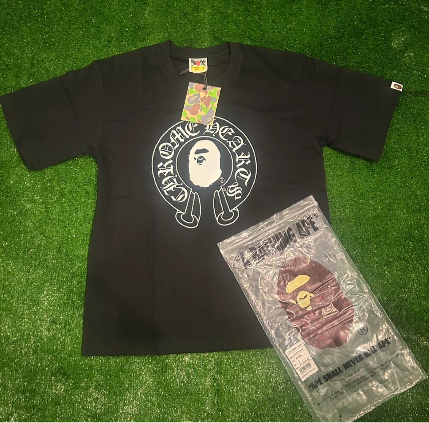 A Bathing Ape (BAPE) x Chrome Hearts Black Graphic T-shirt