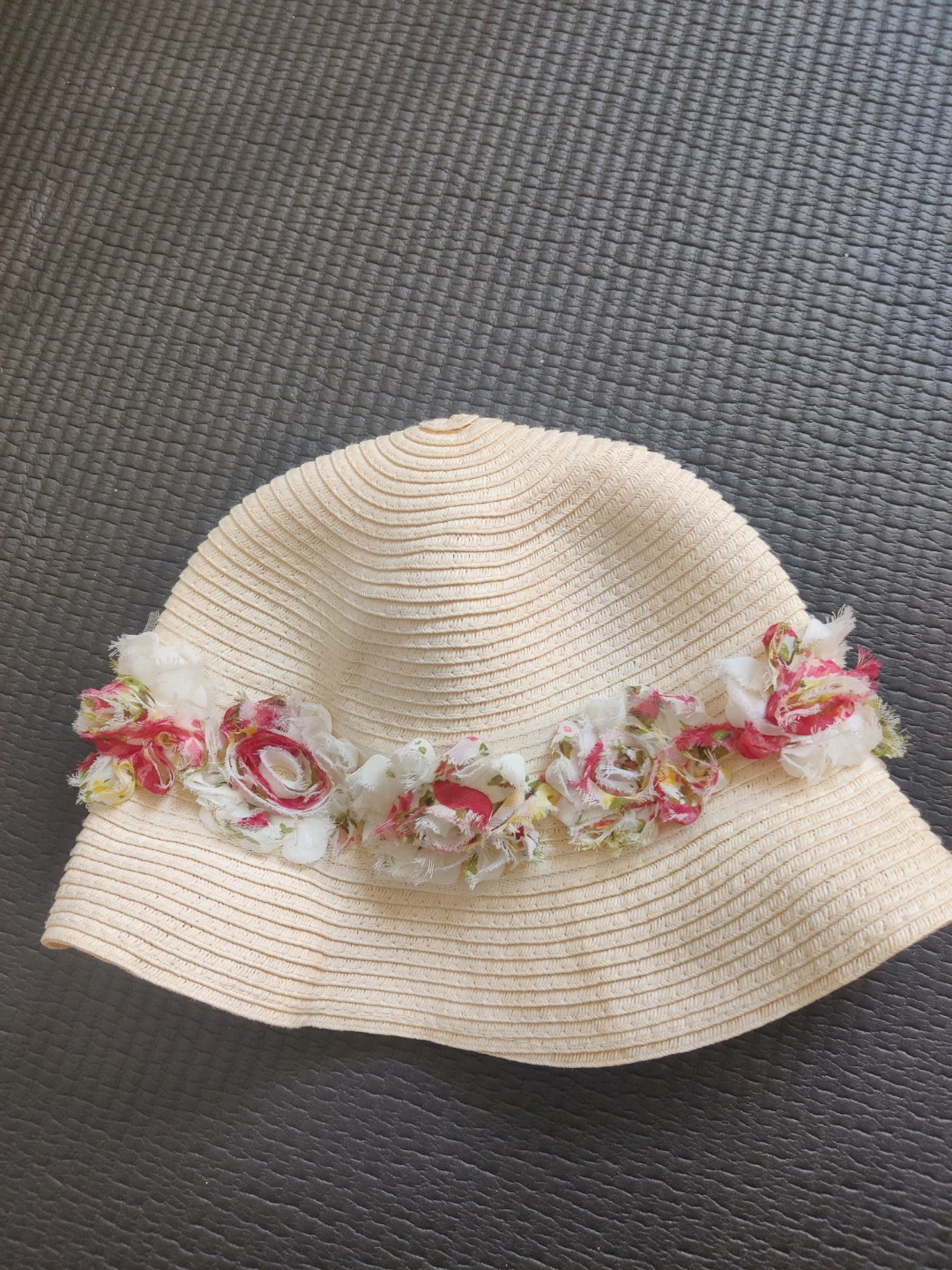 Lovely Straw Sun Hat with Floral Trim