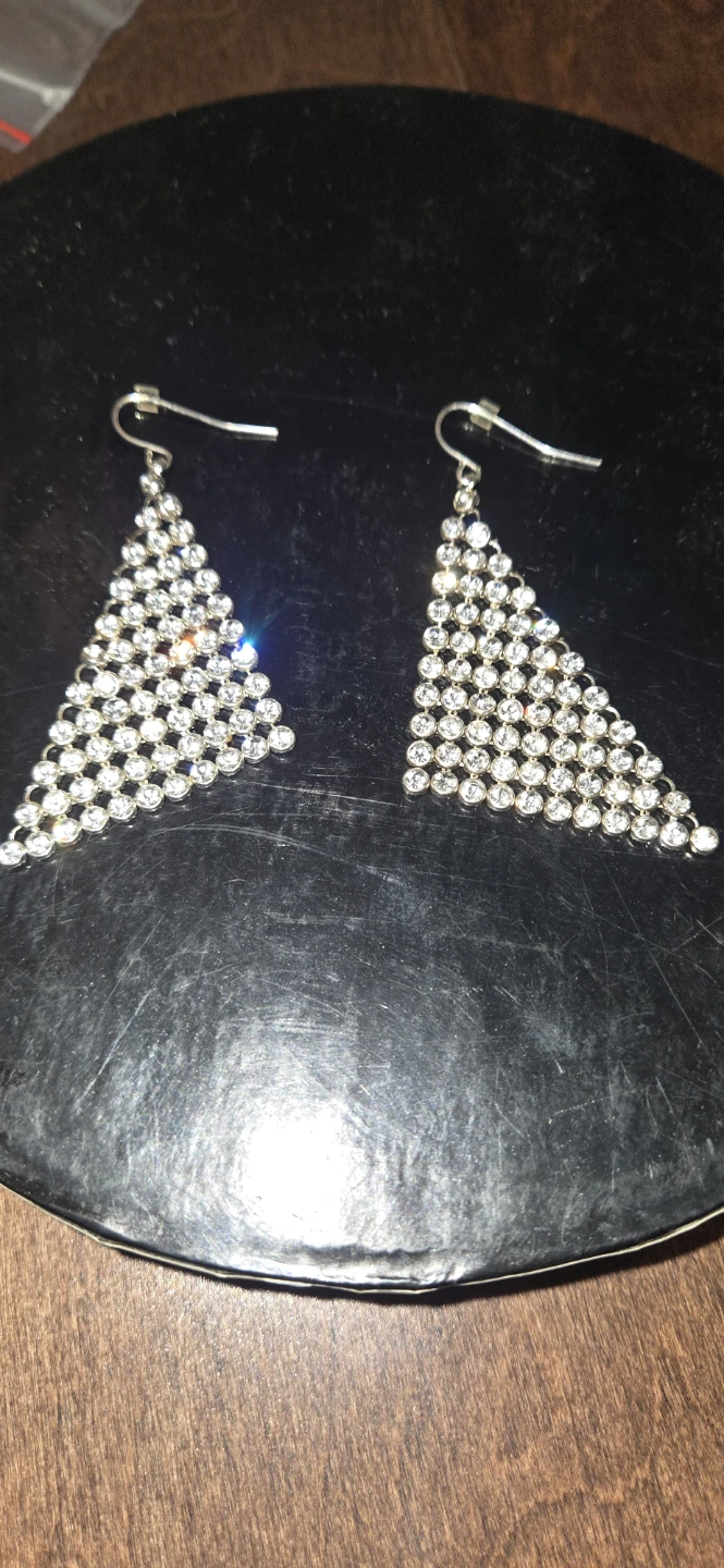 Sparkly Triangle Dangle Earrings