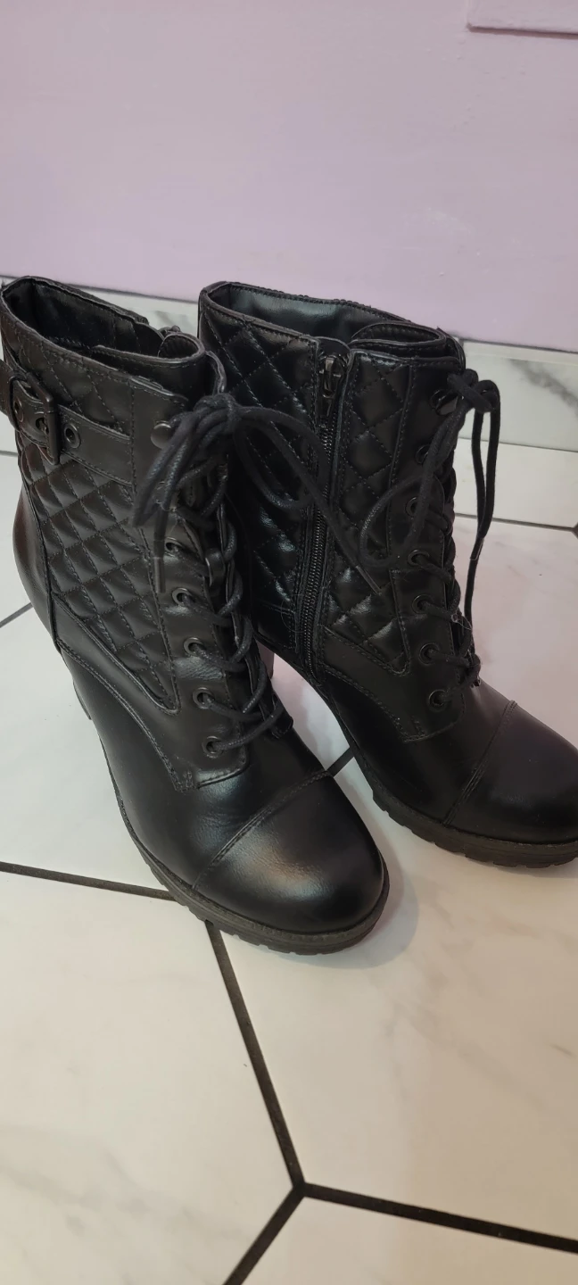 GUESS Black Quilted Combat Boots