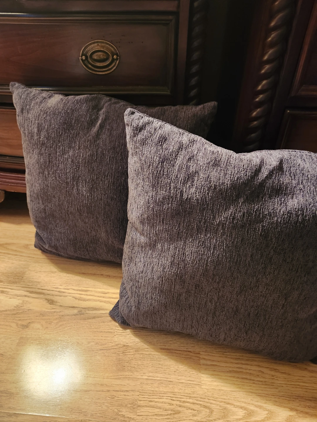 Set Of (2)  Grey Throw Pillows
