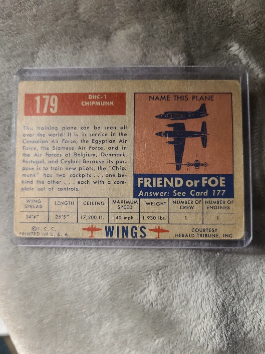 1952 Topps DHC-1 Chipmunk Canadian Trainer Trading Card - photo 2