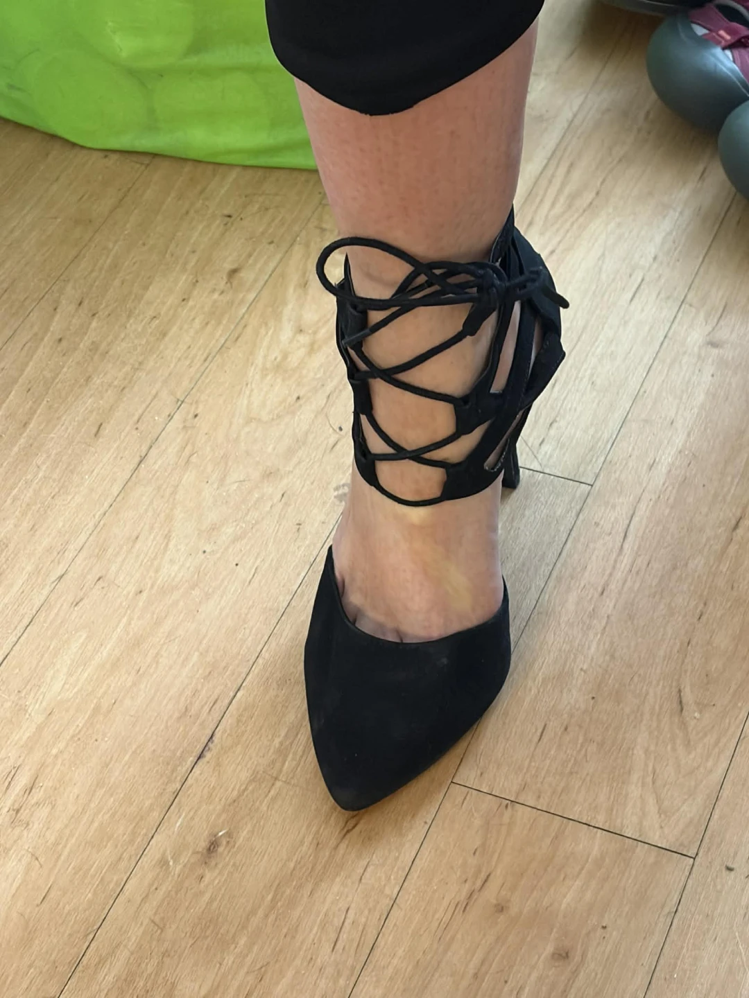 Black Suede Lace-Up Stiletto Heels