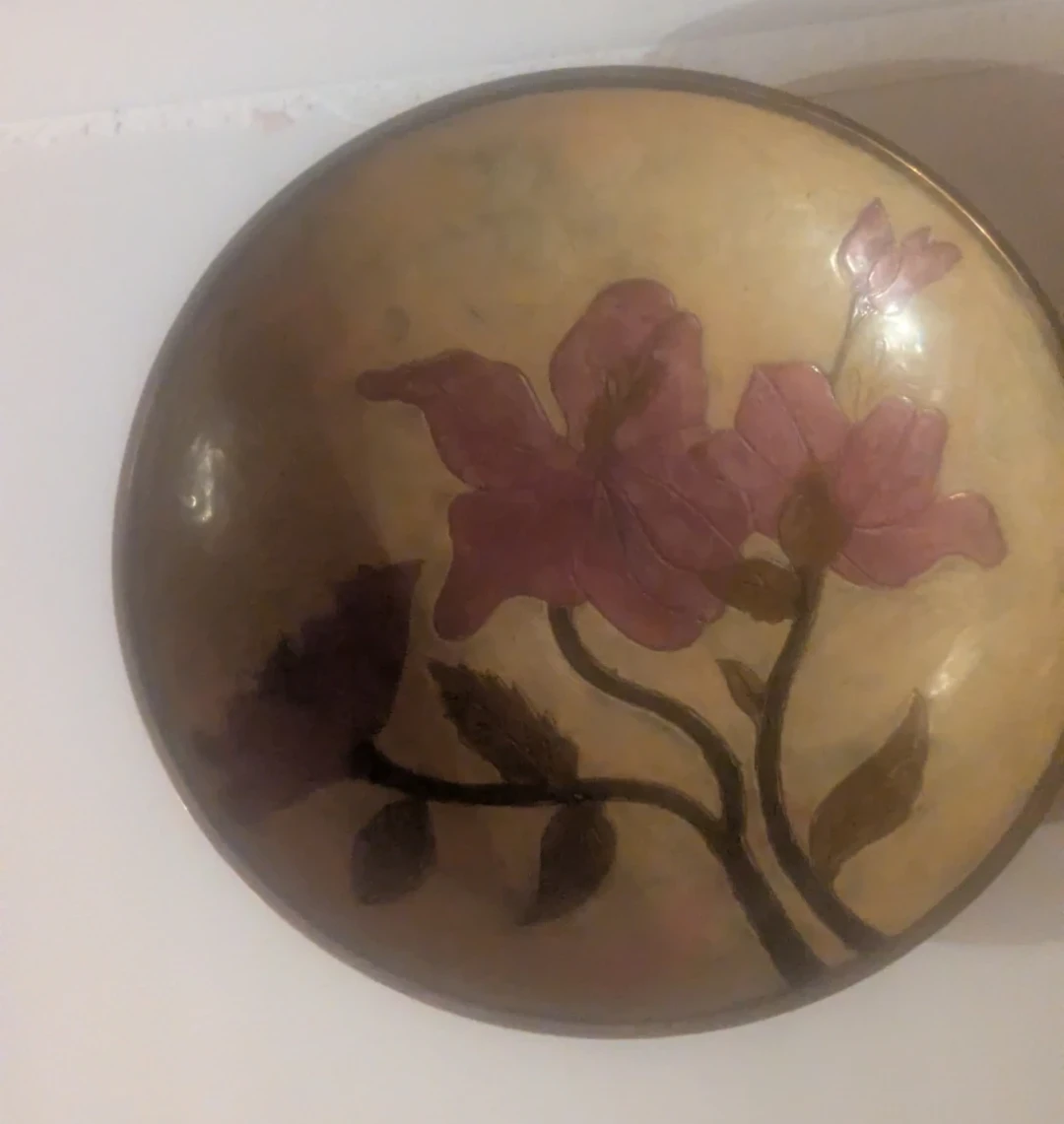 Brass Bowl with Floral Design