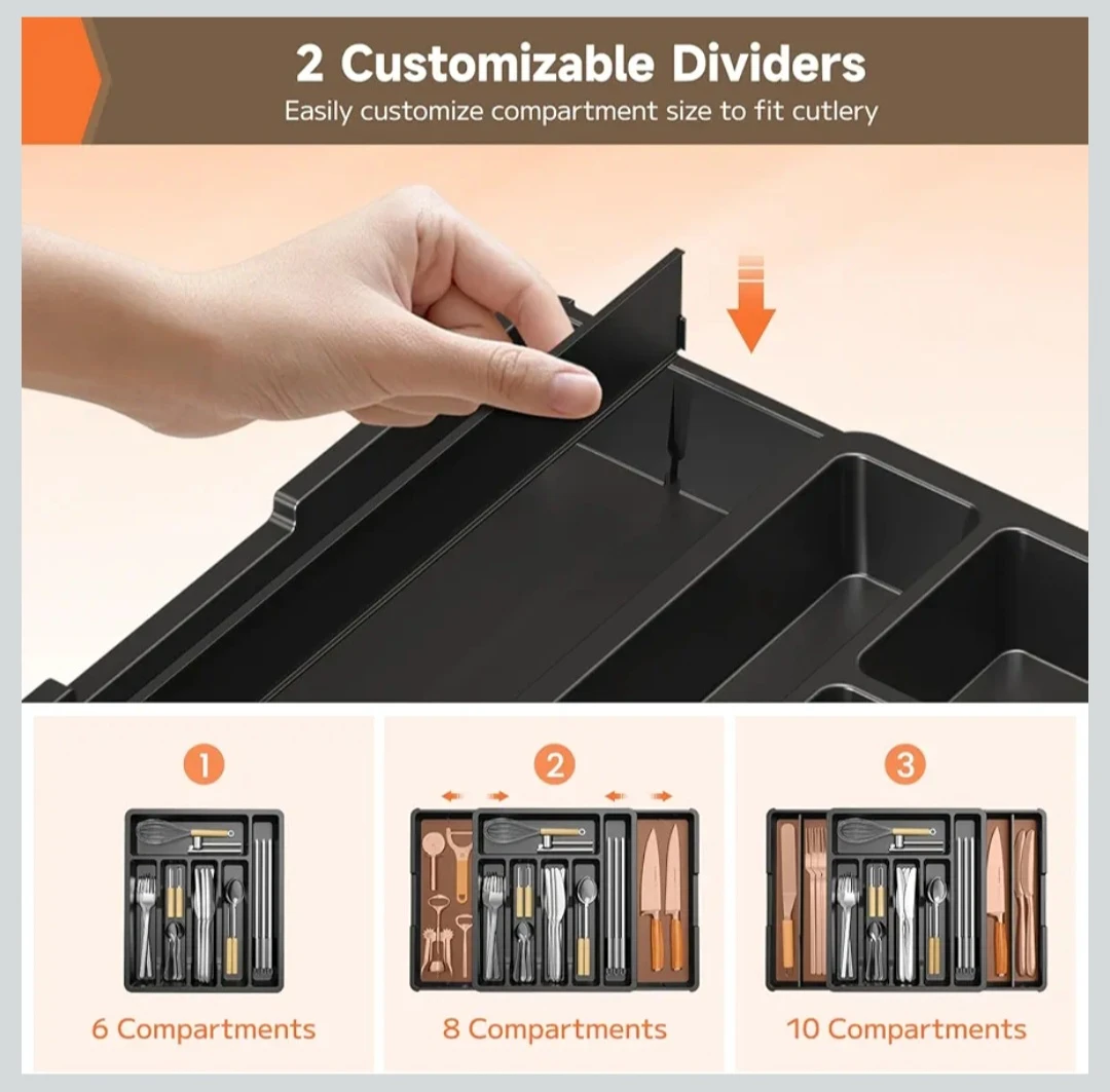 Expandable Drawer Organizer for Silverware, Adjustable Kitc... - photo 3