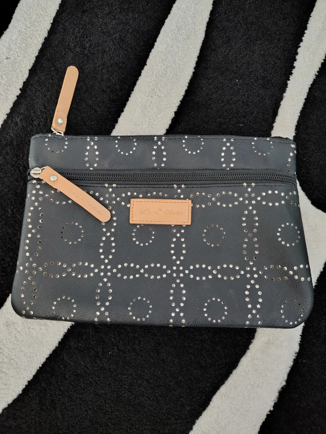 Ollie & Olivia Black Clutch with Studded Detail