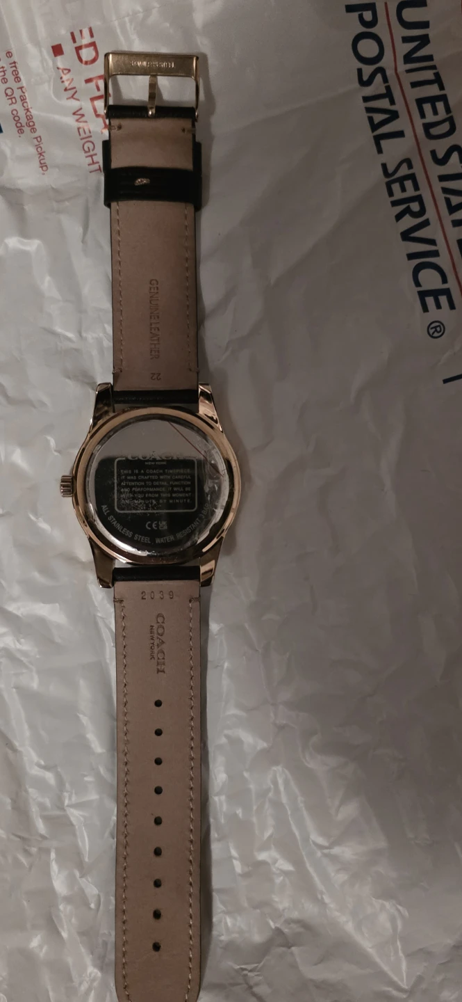 COACH New York Rose Gold Tone Watch with Black Leather Strap - photo 3