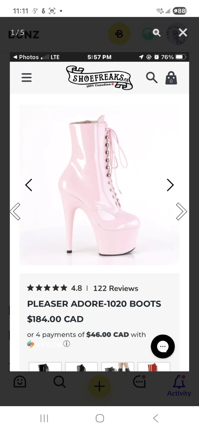 Pleaser Adore-1020 Pink Stiletto Boots (Size 6.5-7)