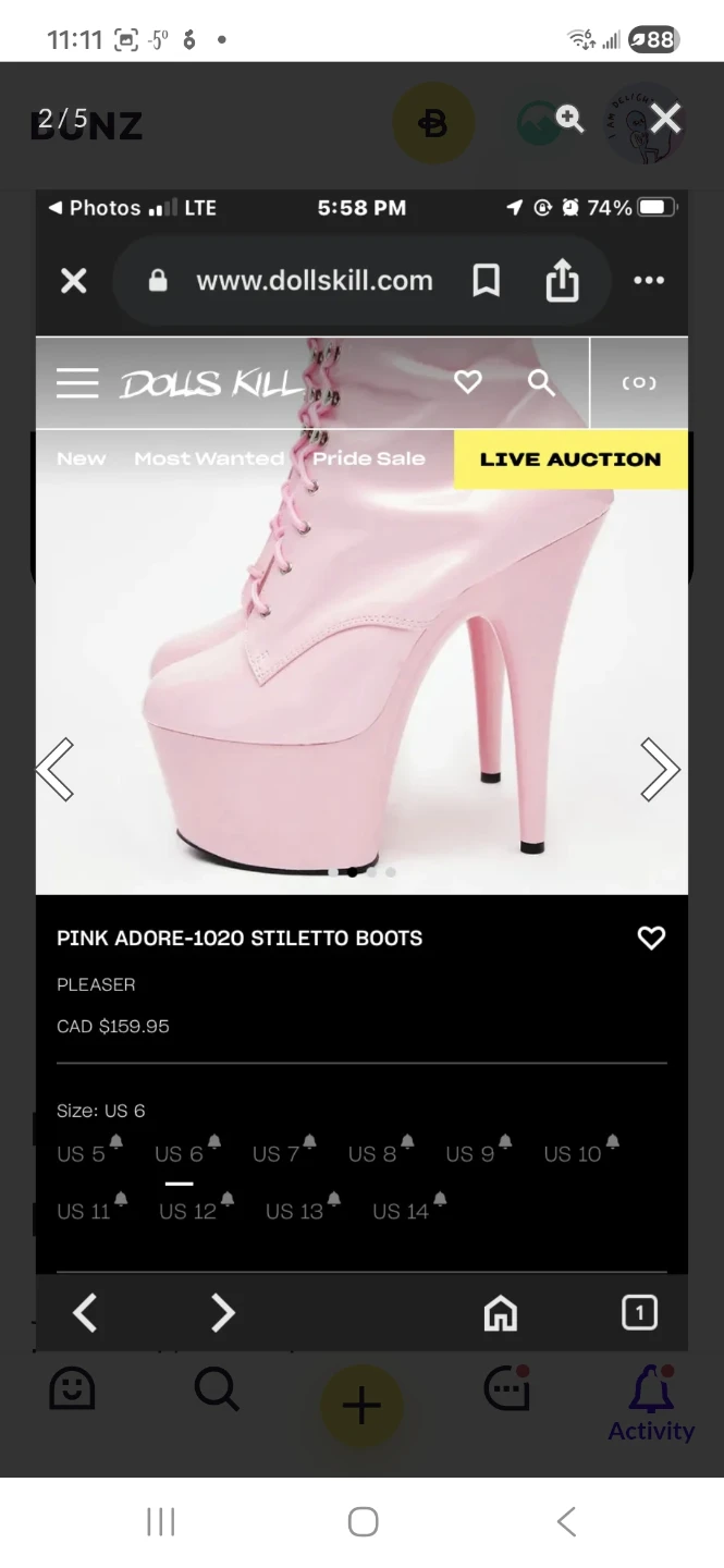 Pleaser Adore-1020 Pink Stiletto Boots (Size 6.5-7) - photo 2