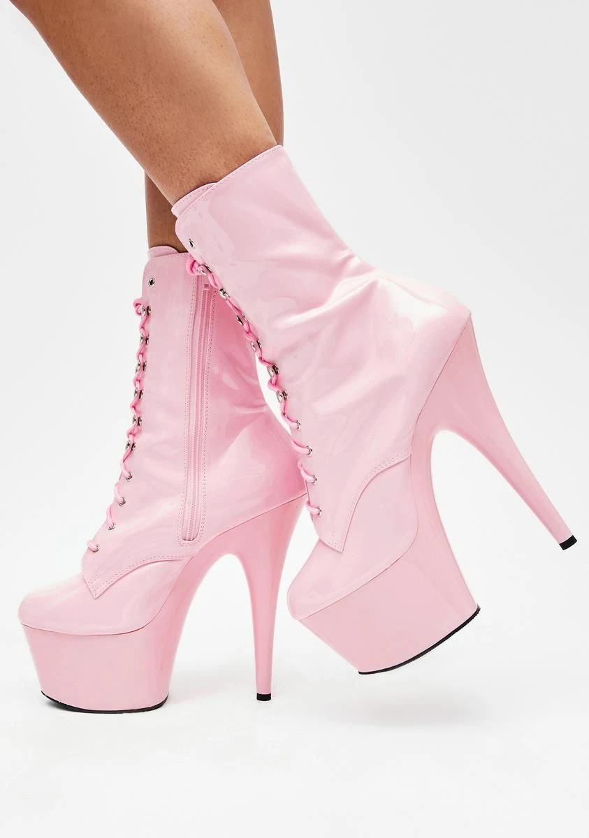 Pleaser Adore-1020 Pink Stiletto Boots (Size 6.5-7) - photo 3