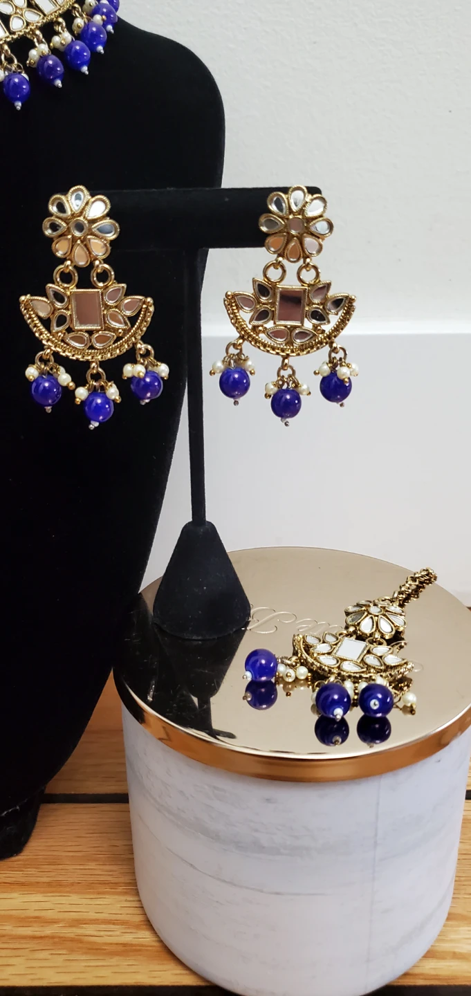 Jewellery Set with Blue Beads and Mirrors - photo 2