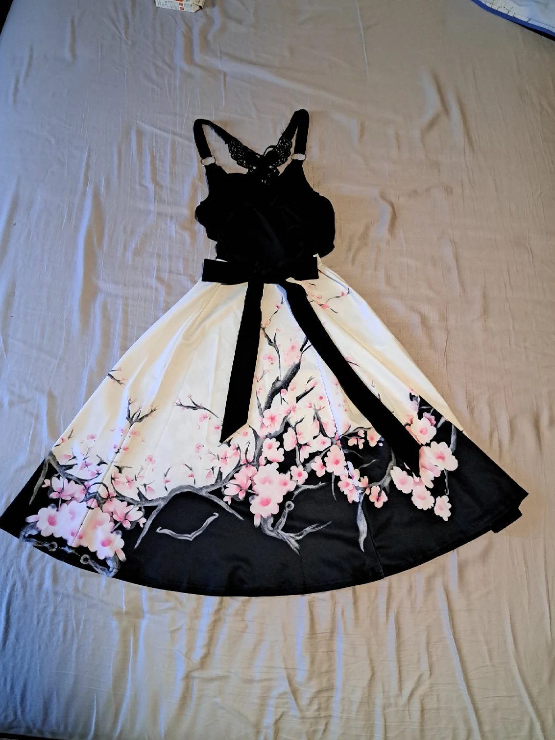 Black and white dress with cherry blossom print - photo 2