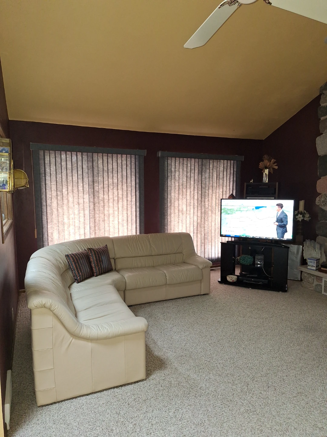 Cream Leather Sectional Sofa