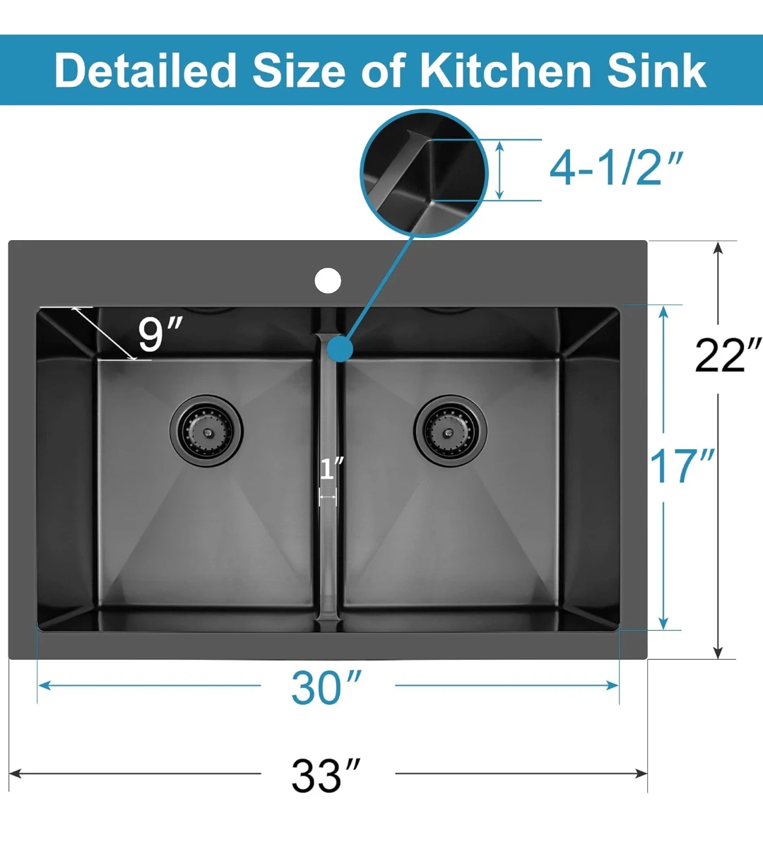 Black Double Bowl Kitchen Sink - photo 2