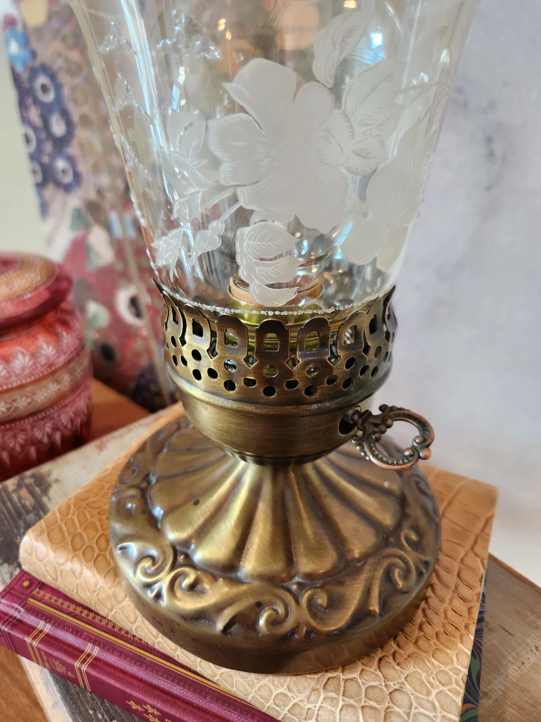 Vintage ART DECO style Etched Glass Table Lamp - photo 5