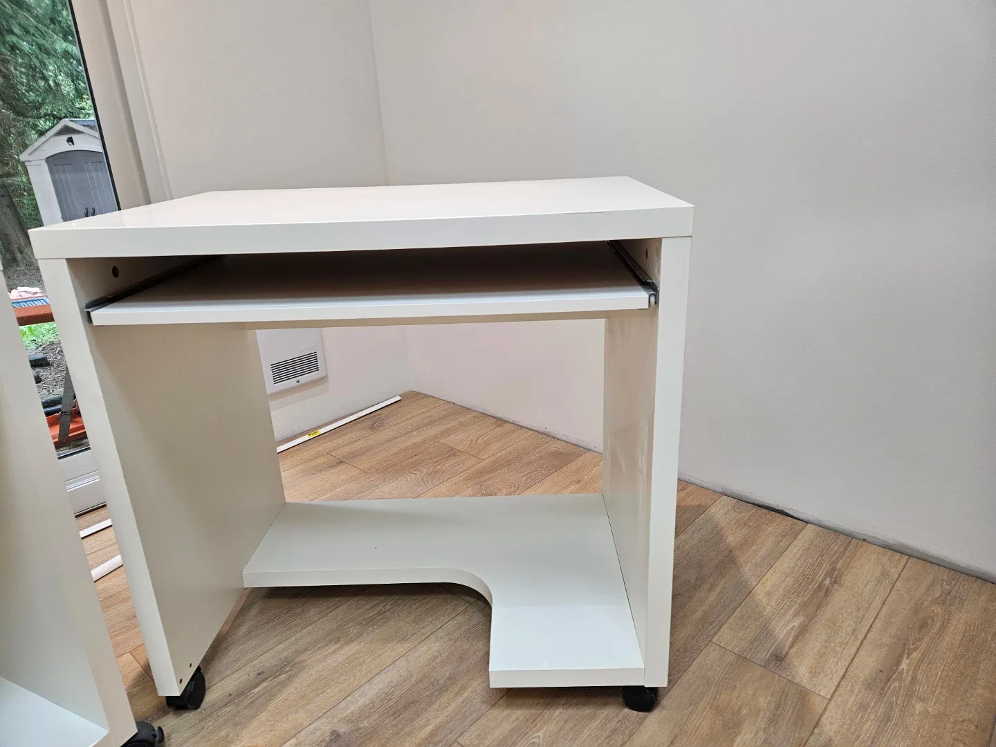 Two white IKEA computer desks with keyboard trays - photo 2