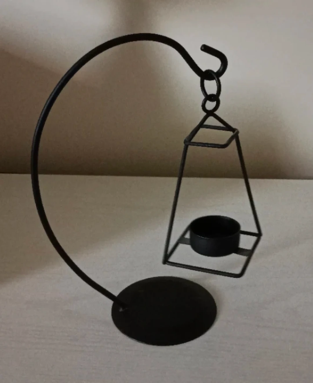 Black Metal Candle Holder with Decorative Lantern - photo 3