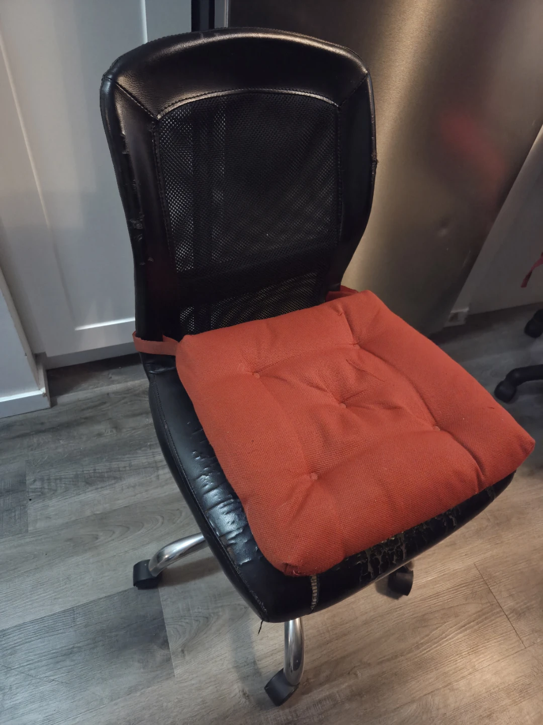 Office Chair with Red Seat Cushion